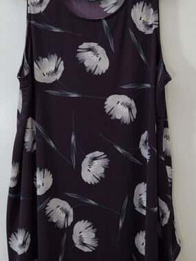 Alfani Plum Floral Swing Tank Top with White Blooms